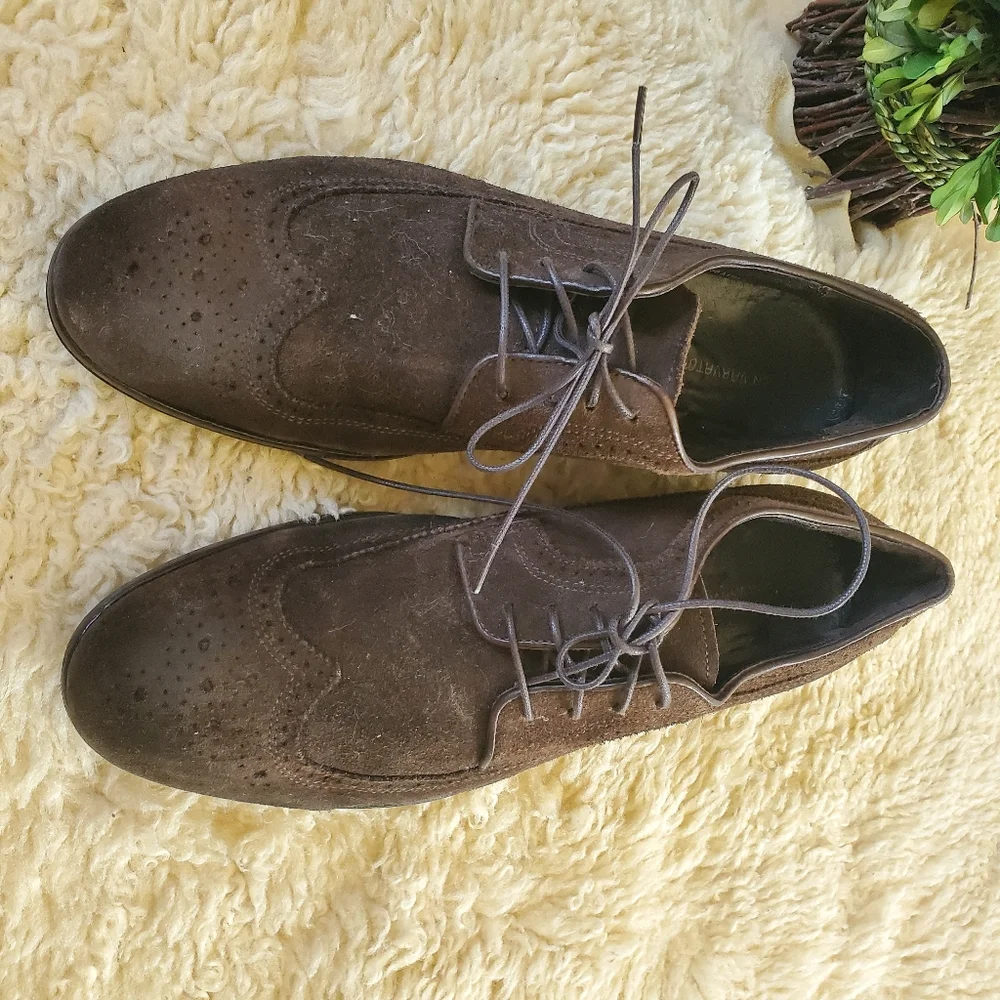 John Varvatos USA sz 9‎ brown suede oxfords